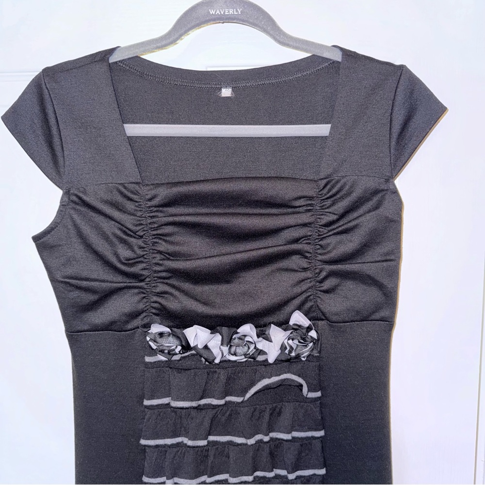 ODDI Collection Stanning Women Dress with Ruffles Black L